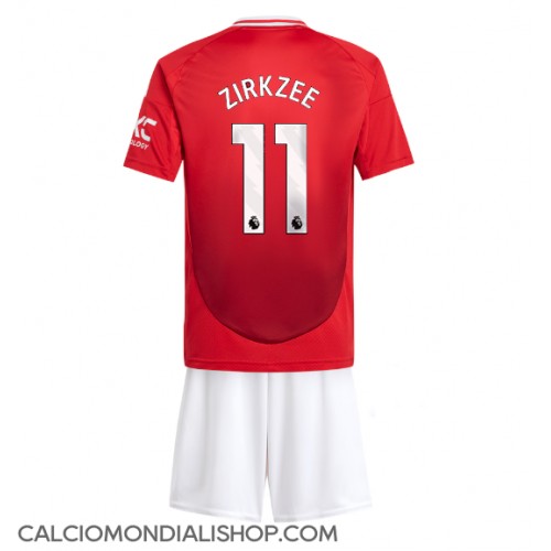 Maglie da calcio Manchester United Joshua Zirkzee #11 Prima Maglia Bambino 2024-25 Manica Corta (+ Pantaloni corti)